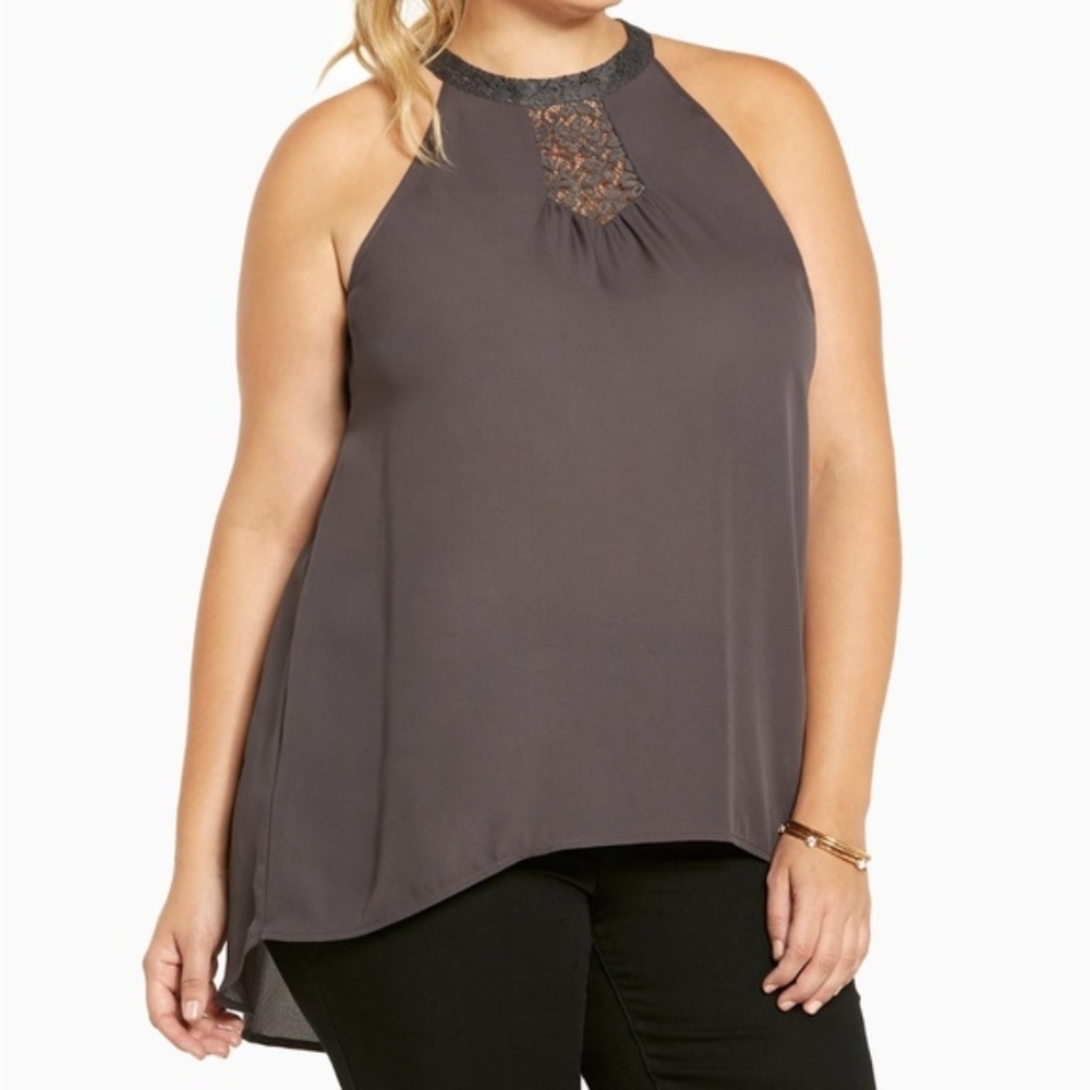 Torrid Georgette Lace Inset Mock Neck Top Size 4x